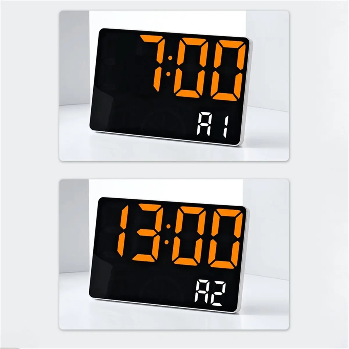 A10R Digital Wall Clock with Large LED Display Date Temperature&Humidity,Modern Electric Wall Clock for Bedroom, Classroom A
