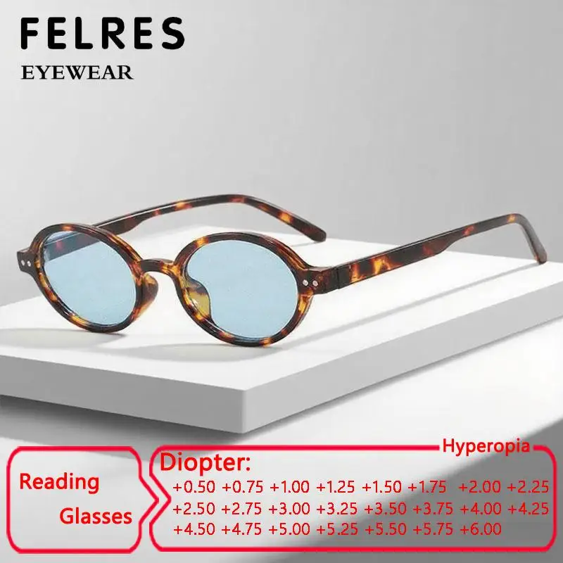 Minimally Oval Sunglasses Blue Lens Reading Glasses Men Women Finished Tinted Presbyopic Eyeglasses Outdoor Sunshade Eyewear