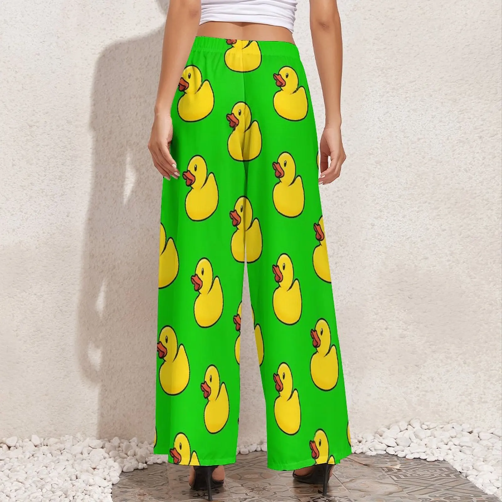 Rubber Ducks Pants High Waist Cute Animal Elegant Trousers Harajuku Design Wide Leg Pants