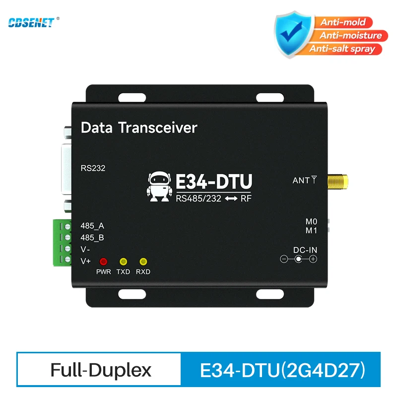 433MHz 2.4G Wireless Industrial Data Transceiver CDSENET E34-DTU(2G4D27) RS232 RS485 Full Duplex Automatic Frequency Hopping