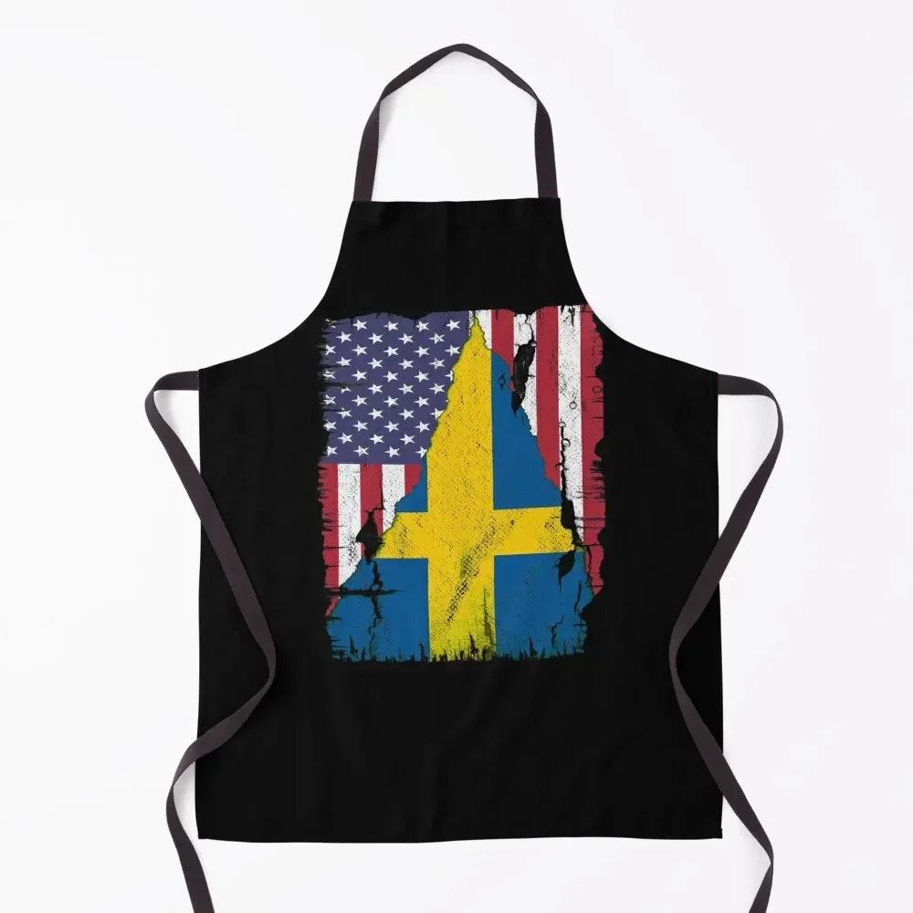 

American Flag Sweden Flag Apron Professional Barber innovative kitchen and home items Funny Apron