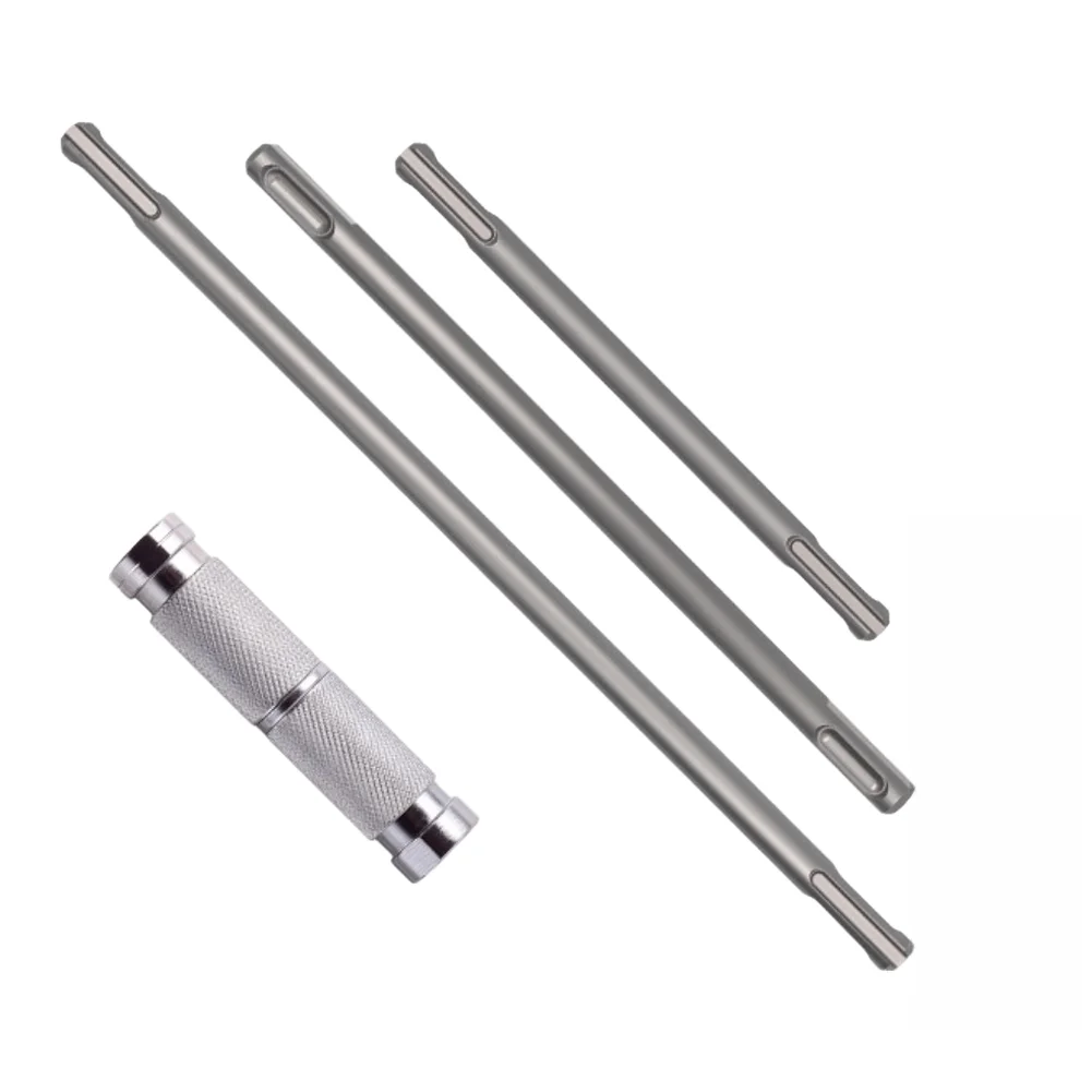 260/200/150mm Round Handle Two Hole Two Groove Double-Headed Round Shank Extension Rod Connector Adapter For Rotary Hammers