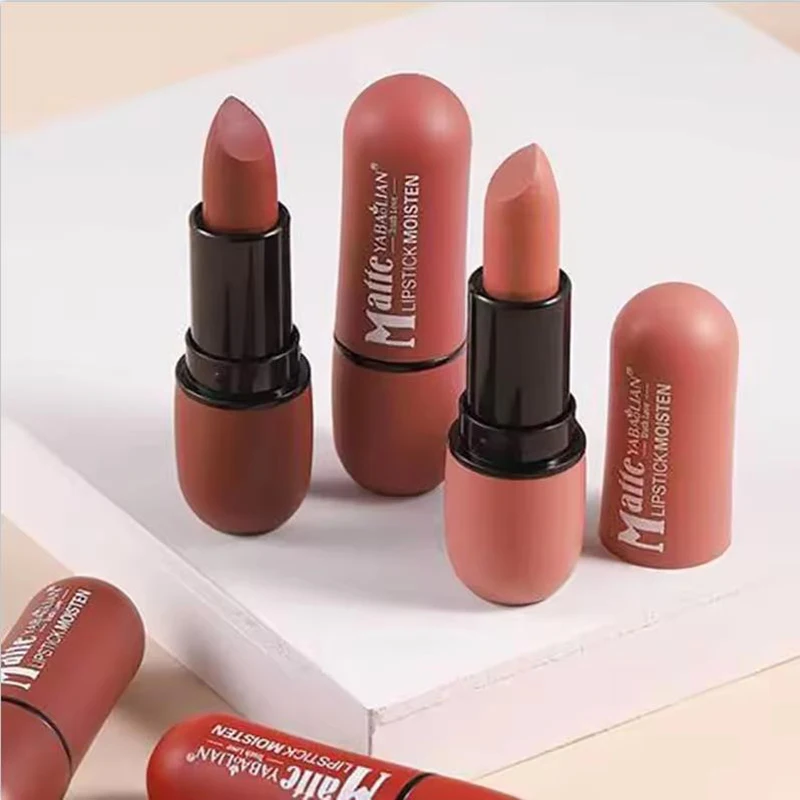 6 stks/partij 6 Kleuren Sexy Matte Lippenstift Waterdicht Langdurige Kleur non-stick Fluwelen Lippen Contour Potlood Vrouw Make-Up cosmetica