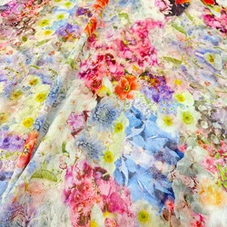 Spring and Summer New Runway Flower Shunyu Fabric Clothing for Women's Clothing Plant Flower High Definition DIY Fabric Meter