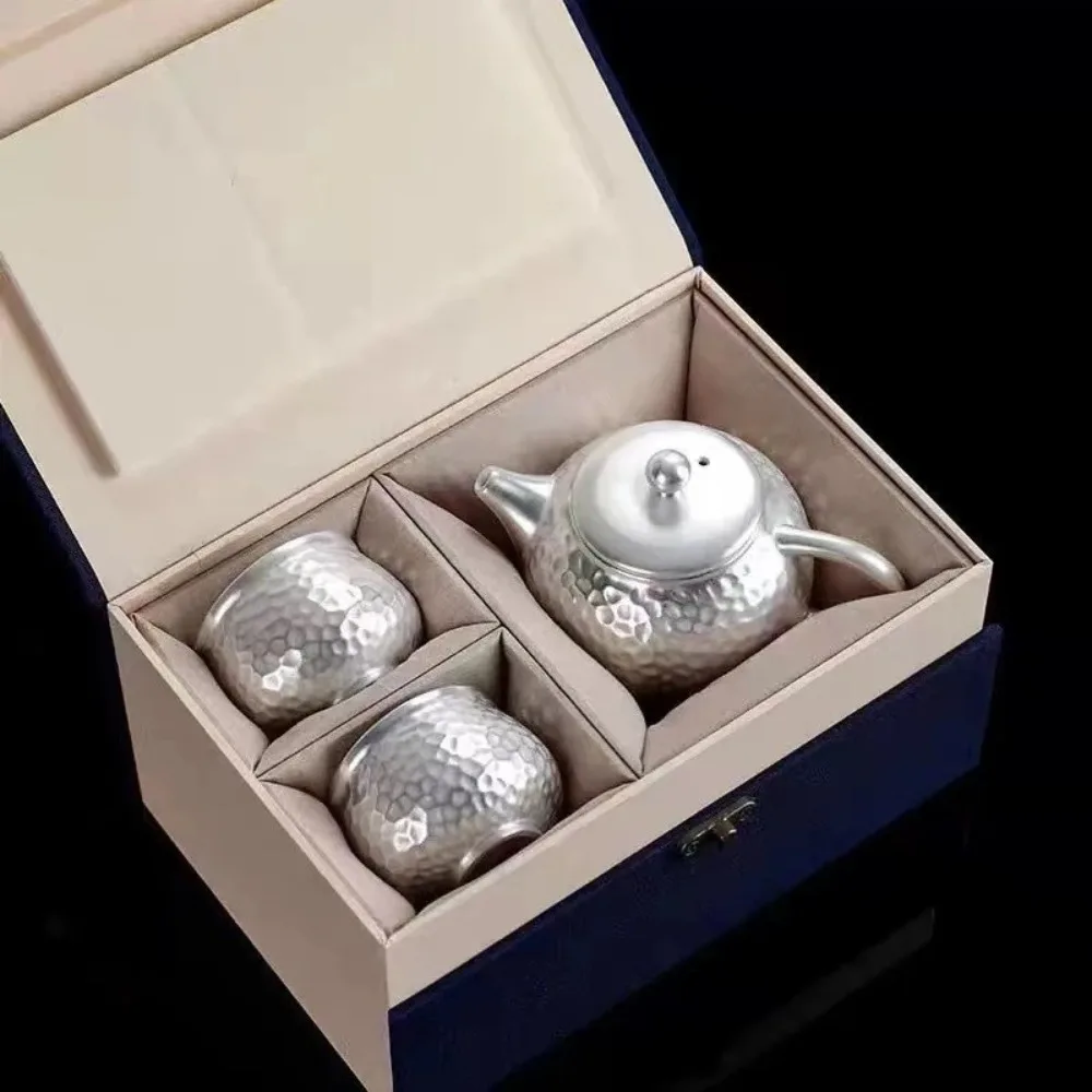 

Подарочный набор с кованой текстурой, серебряная позолота, чайник ручной работы, термостойкая чашка для чая кунг-фу, фильтр, мини-чайник кунг-фу, друг