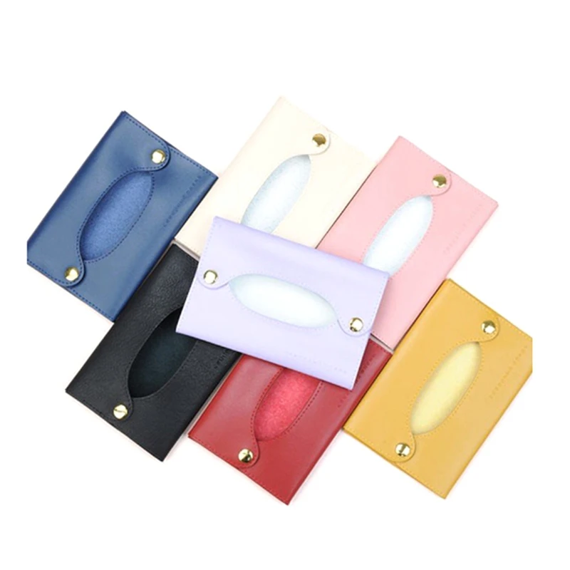 7 PCS Simple Leather Tissue Bag Small Size Storage Case Portable Napkin Box Detachable