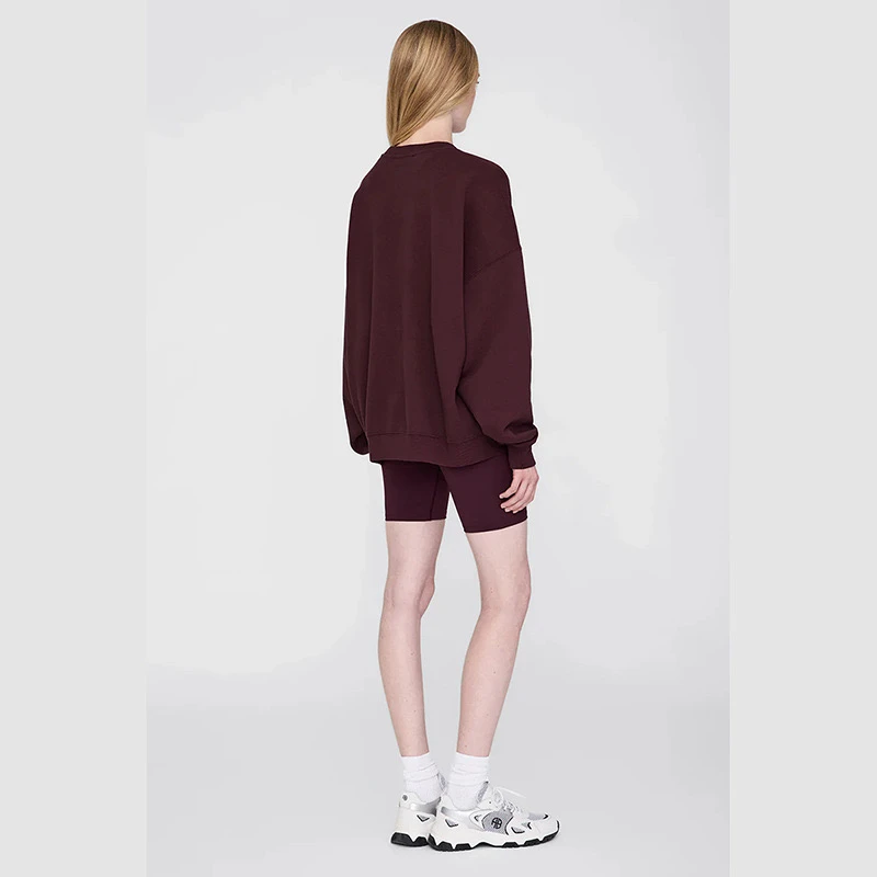 Novo Estilo de Inverno América do Norte  AB Mole F Solto de Gola Redonda Vermelho Vinho com Bordado Especial F...
