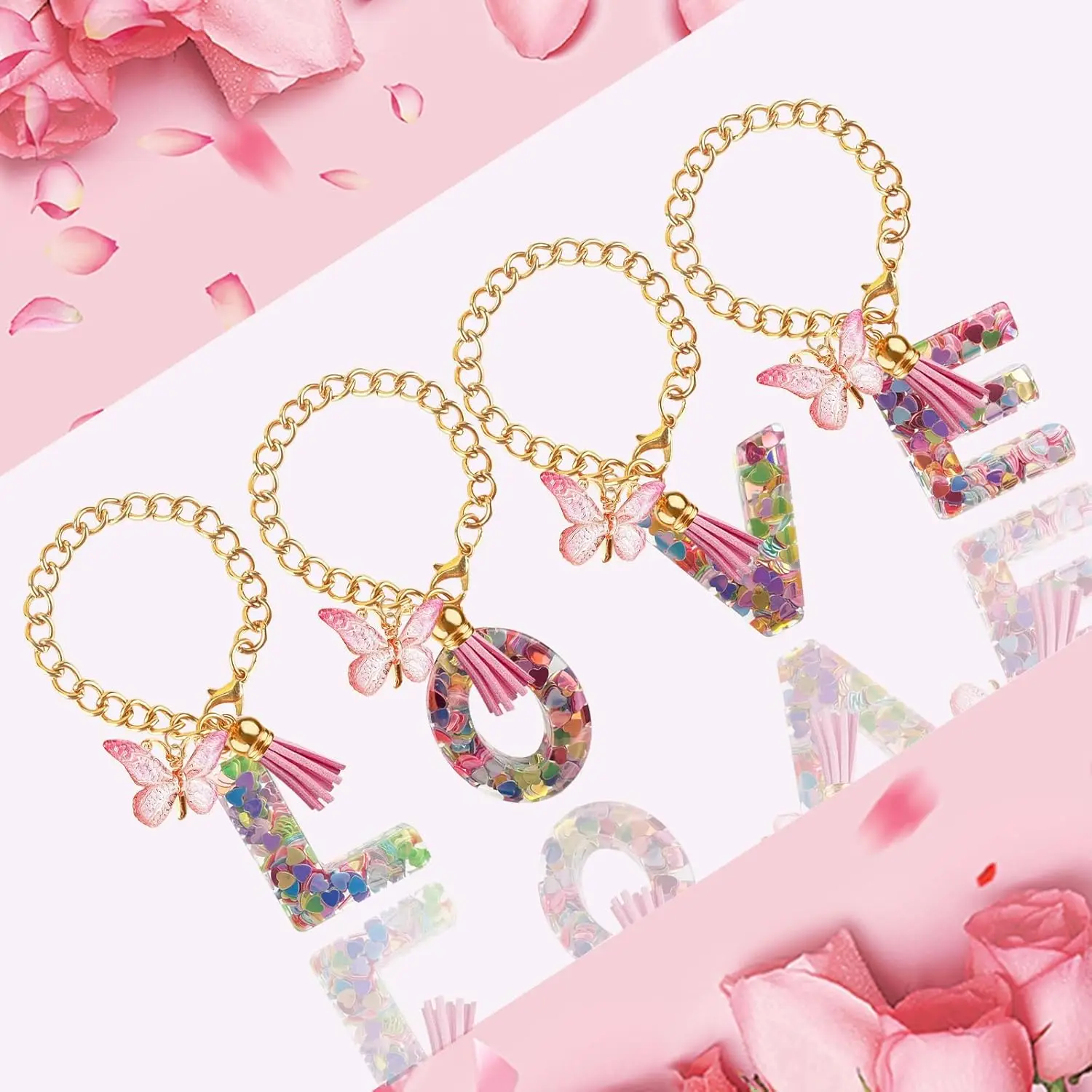 Letter Charm Accessories for Tumbler with Handle Cute Initial Letter A Keychain Handle Charm with Butterfly for Stanley Cup
