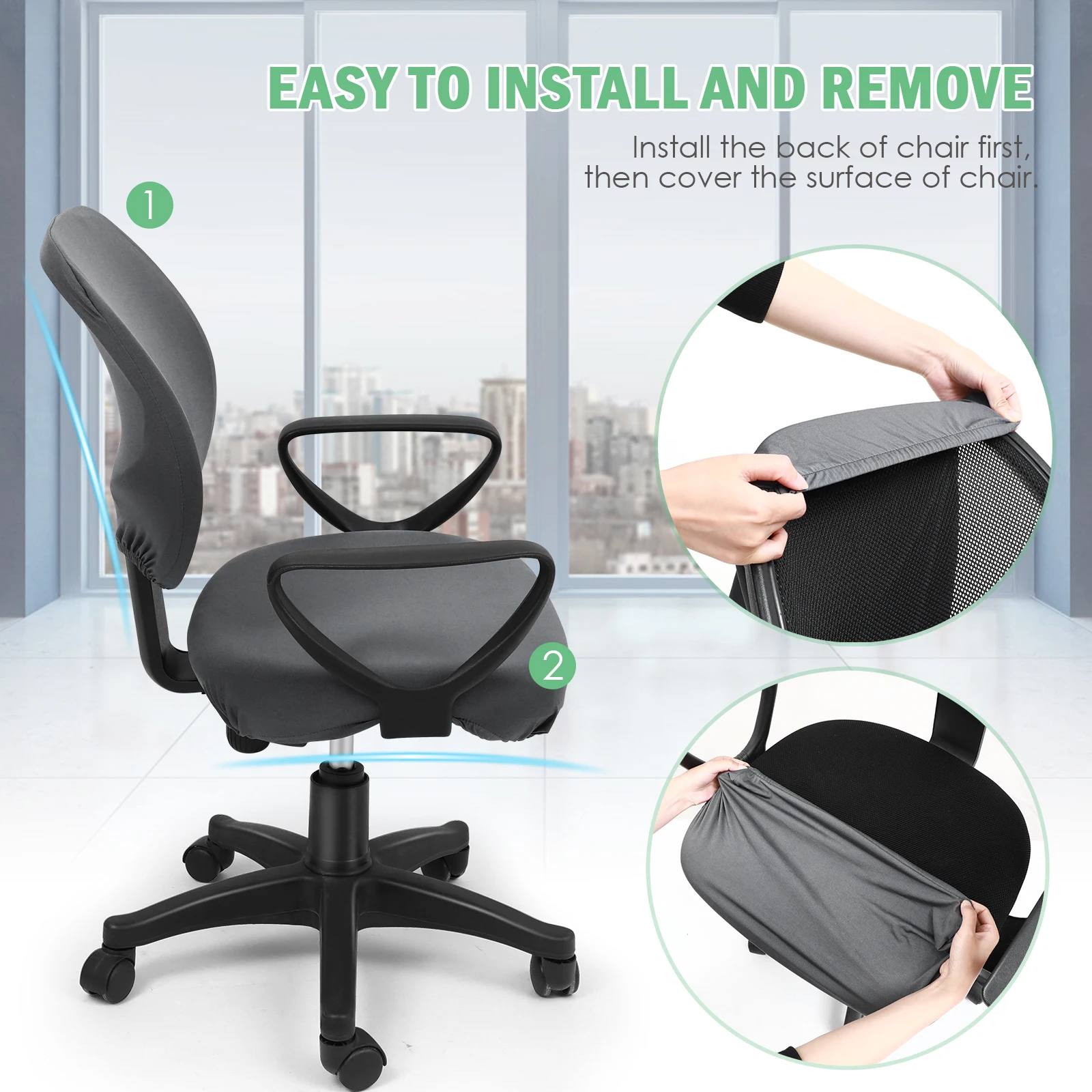 

1Pc Durable Office Chair Cover Stretchy With Split Design Elastic 2-Piece Chair Protector For Home And Event Decoration