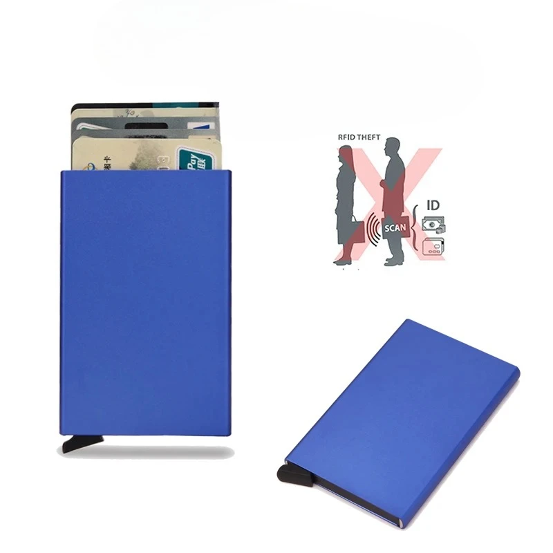 Rfid Smart Wallet Card Holder Metal Thin Slim Men Women Wallets Pop Up Minimalist Wallet Small Black Purse Vallet Walets for Men
