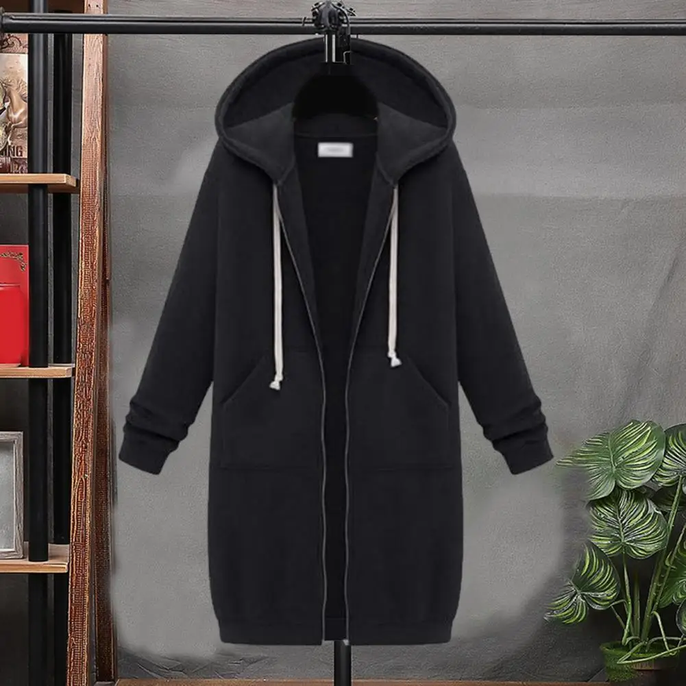 2023 Autumn Casual Women Long Hoodies Sweatshirt Coat Zip Up Outerwears Hooded Jacket Winter Pockets large Size Outwear Tops