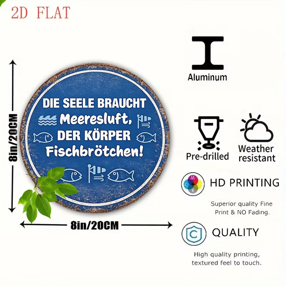 2D Flat - 1pc 8*8In/20X20Cm 2D Flat Round Sign, Retro Plaque about 