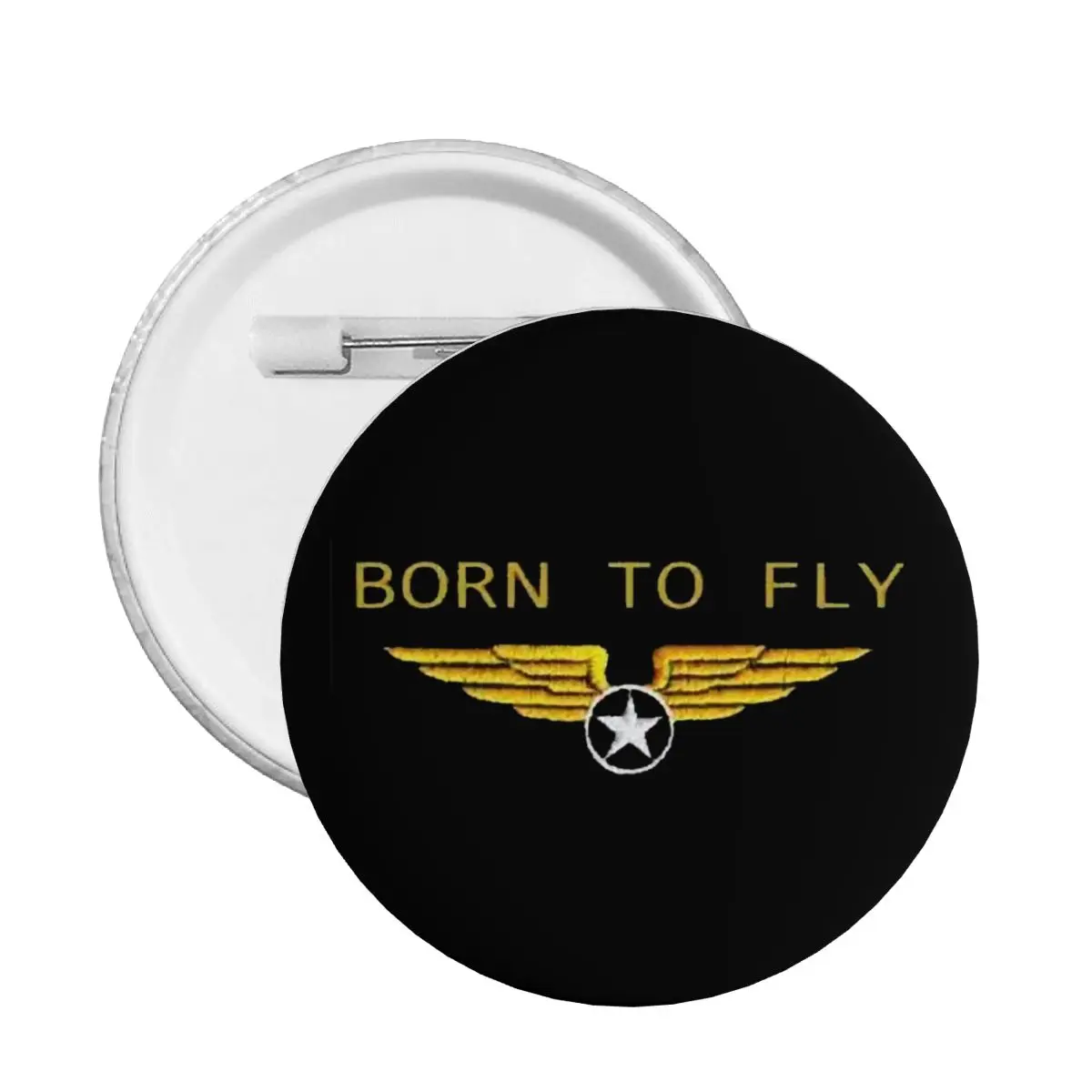 Born To Fly Logo Round Button Pin for Clothes Customizable Flight Pilot Pinback Badges Brooches