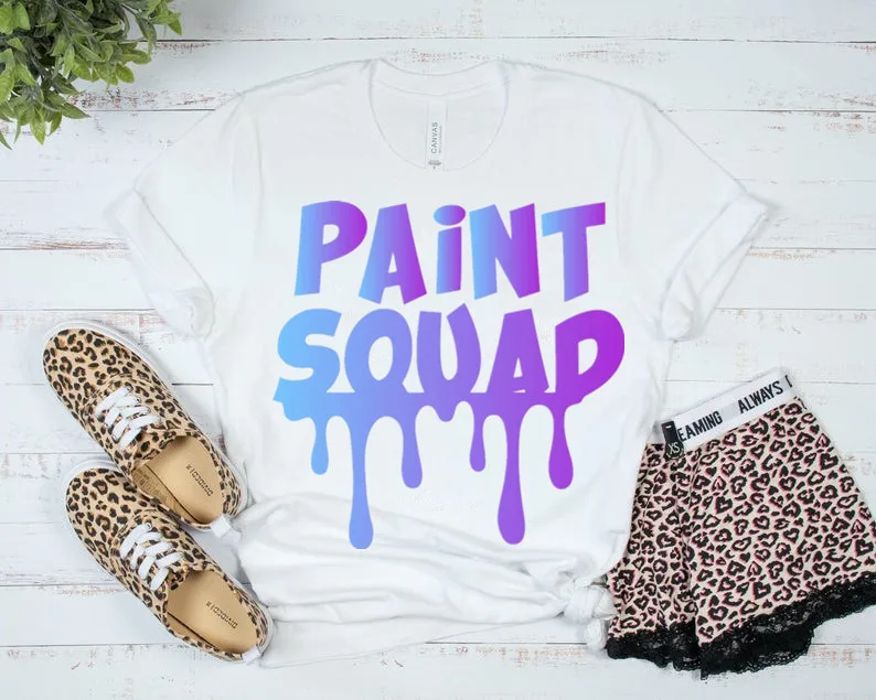 Paint Squad Drippin' shirt Short Sleeve Tees Fashion 100% Cotton O Neck Female Clothing Casual Shirts Streetwear harajuku goth