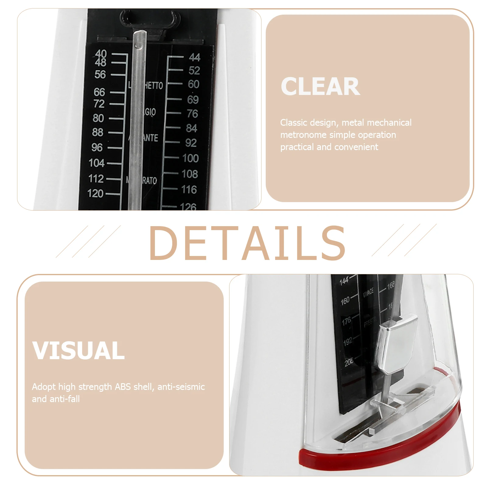 

Metronome Professional Musical Instrument Universal for Piano Mechanical Multipurpose Supply Small Useful