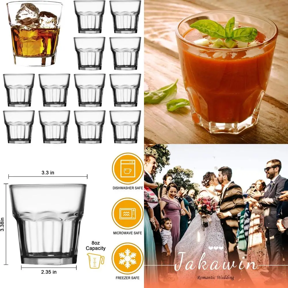 

Whiskey Glasses 8 oz, Clear Drinking Cups Glass Cups,Cocktail Glass Whiskey Shot Glasses Set for Restaurants,Bars,Parties,Vodka
