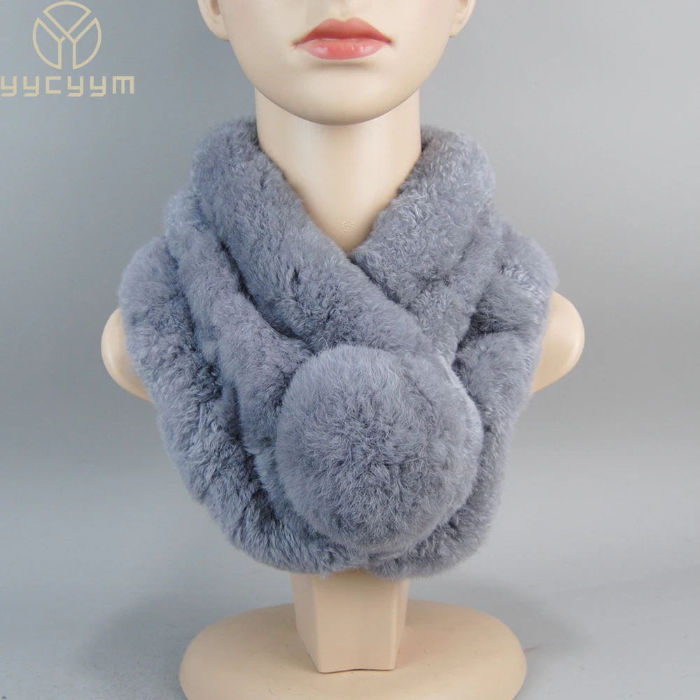 

Hot Sell Winter Genuine Real Rex Rabbit Fur Women Scarf Solid Warm Natural Rex Rabbit Fur Ring Muffler Female Real Fur Scarves