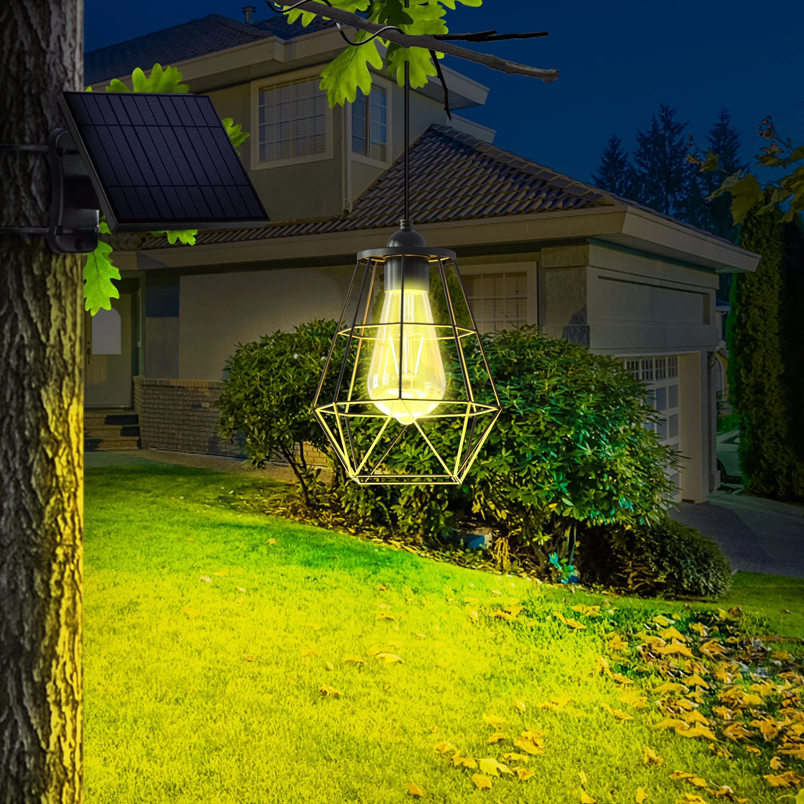 Solar Led Lights Outdoor Aluminium Chandelier with 5M Cord Waterproof Solar Lamp Decoration For Garden Solar Lights Outdoor