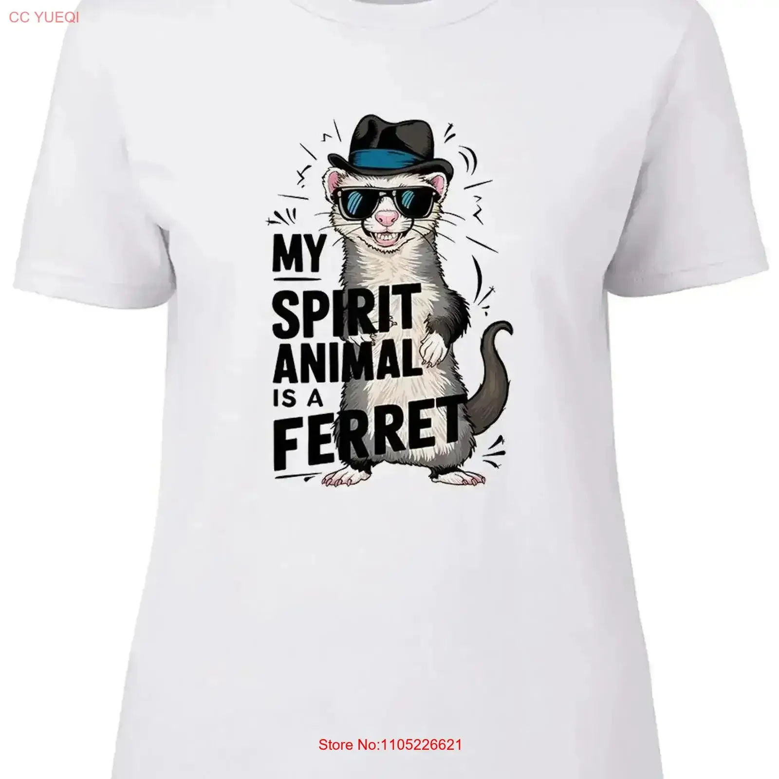 My Spirit Animal is a Ferret Womens T Shirt Funny Ladies vintage Washed Breathable Slightly Soft Top For Everyday Wear Casual
