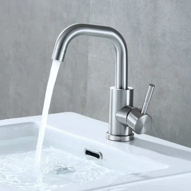 

Basin Faucets Household Bathroom Kitchen Faucet Stainless Steel Cold Hot Water Tap Toilet Single Hole Single Handle Mixer Tap