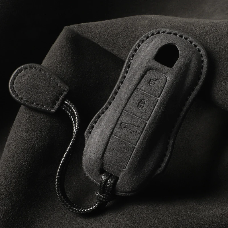 For Porsche Panamera Cayenne 971 911 9YA Macan Boxster Keyless Protector Car Key Case Leather Cover Shell Car Accessories
