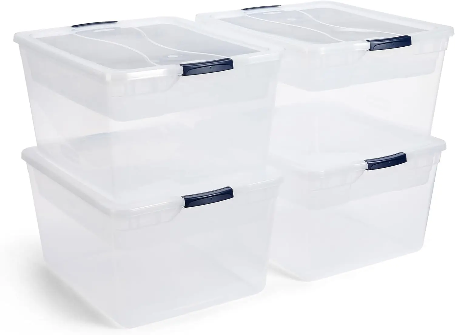 

74 Qt Clear Storage Bins with Lids and Nesting Tray, 4-Pack, Stackable, BPA-Free, Made in USA