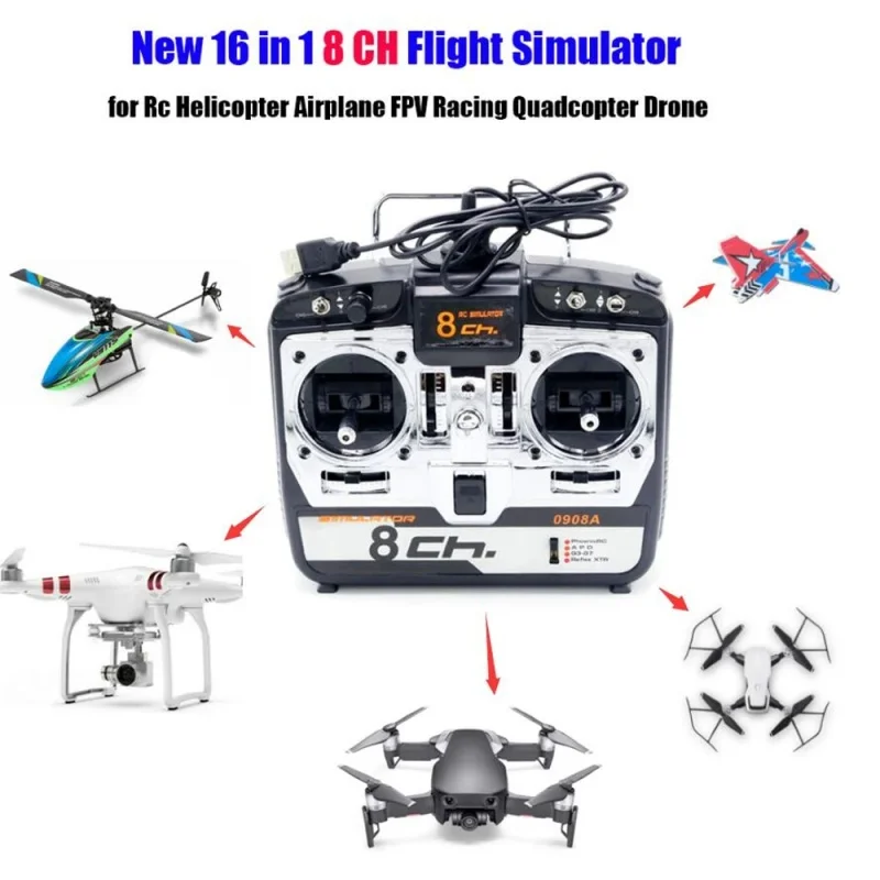 Symulator lotu 8CH 16 w 1 RC JTL-0908A Obsługa Realflight G7 Phoenix 5.0 XTR Zdalnie sterowany helikopter FPV Racing Drone