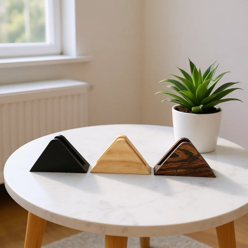 Triangular Tissue Box Space-Saving Standing Tissue Box Wooden Tissue Box Rustic Napkin Holder For Living Room Coffee Table