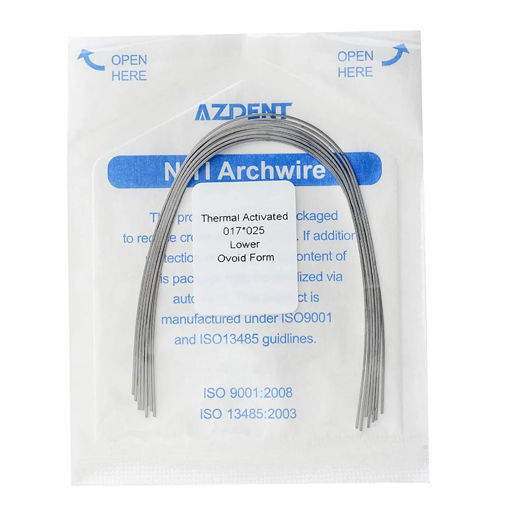 10pcs/pack AZDENT Dental Super Elastic Heat Thermal Activated Niti Orthodontic Arch Wires Oval Form Archwire Rectangular / Round