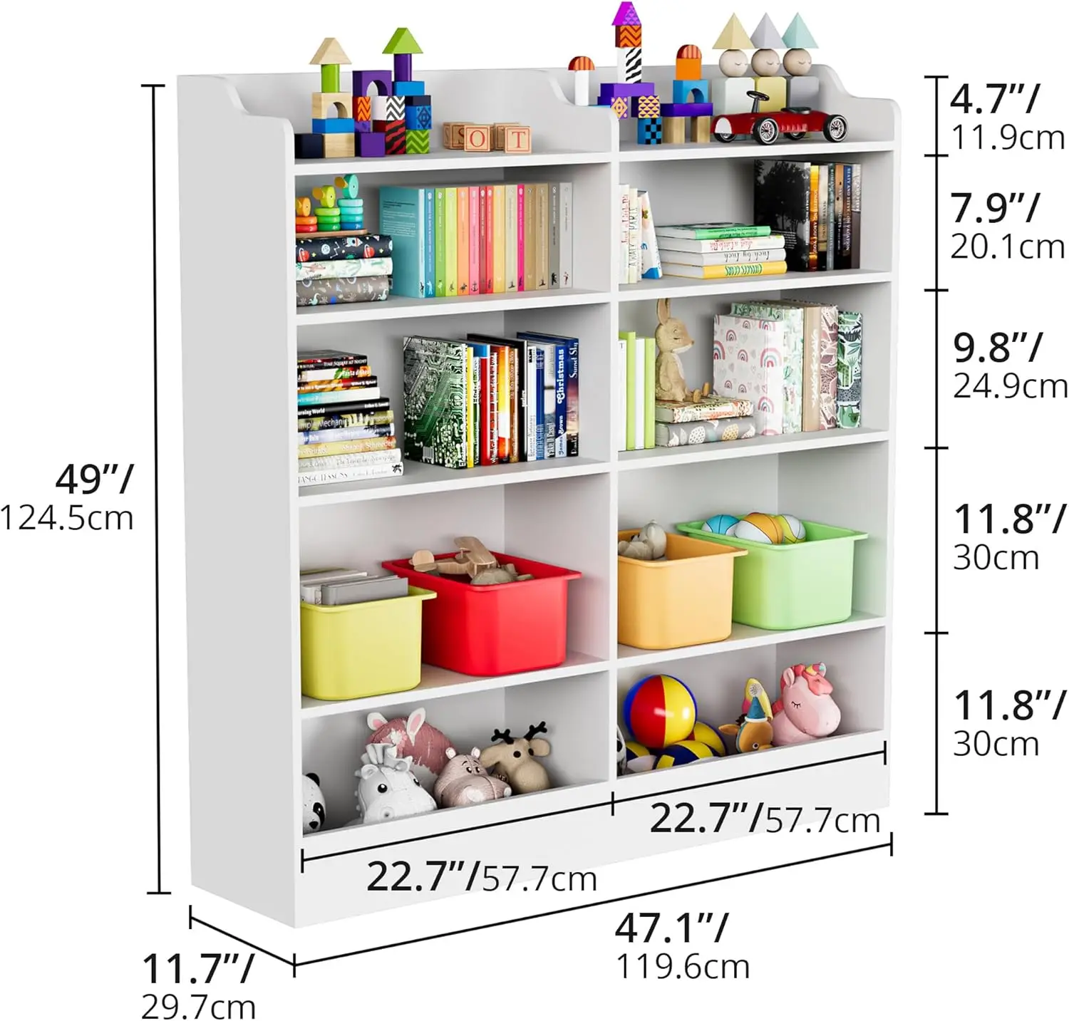 Cozy Castle 5 Tier Kids Bookshelf, 10 Cubby Toy Storage Cabinet, Tollder Bookcase for Bedroom, Playroom, Reading Nook, Nursery