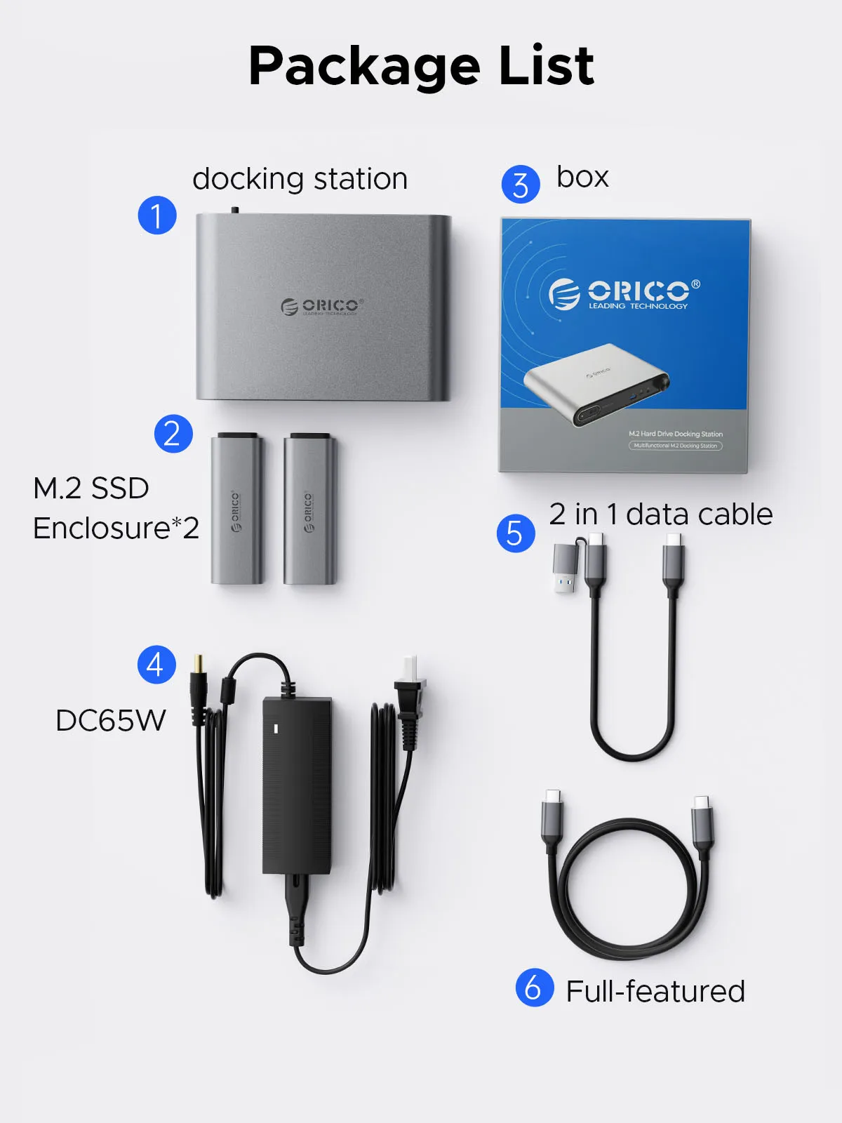 Imagem -06 - Orico-docking Station com Visor Triplo Usb c Adaptador de Alimentação 65w Estojo Ssd M.2 Duplo 4k60hz Hdmi-com Pd60w Ethernet Usb 3.2 10gbps