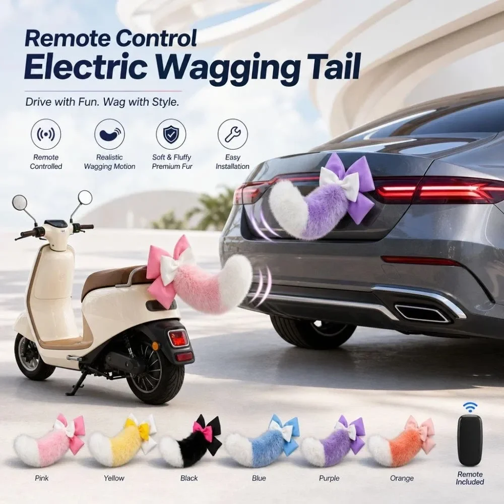 Fluffy Remote Control Electric Bicycle Tail Realistic Rechargeable Car Electric Wagging Tail Self-adhesive Versatile