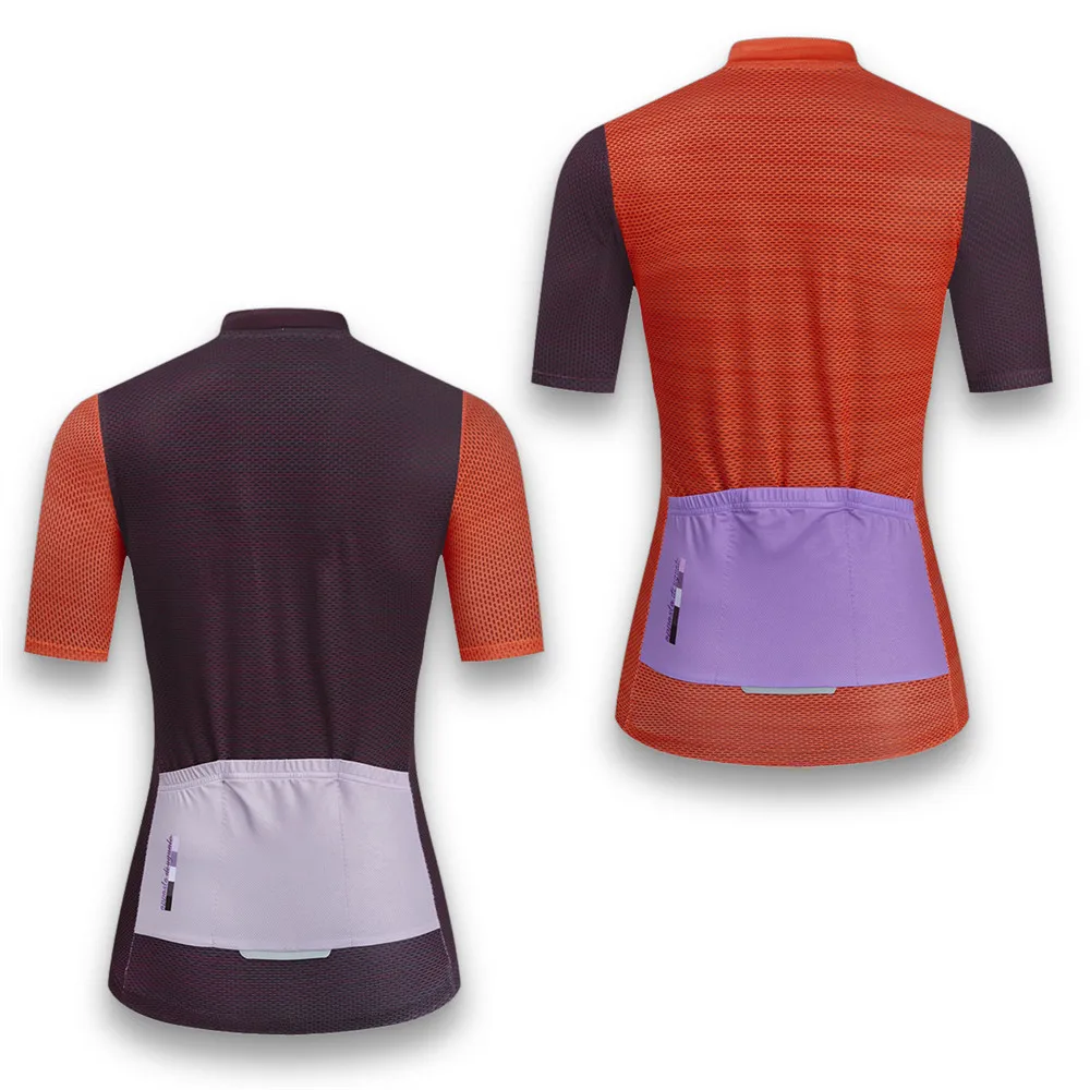 PRENDI New Women Cycling Jersey Short Sleeve Summer Bicycle Clothing Breathable Full Zipper Female Bike Outdoor Sport Wear