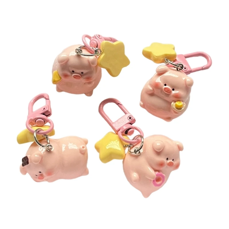 3D Pink Pig Pendant Key Chain Individualized Animal Keyrings Jewelry Charm