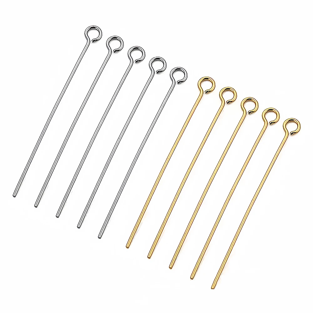 20/100pcs Eye Head Pins 16 18 20 25 30 35mm Stainless Steel Eye Pin Findings for DIY Jewelry Making Jewelry Accessories Supplies