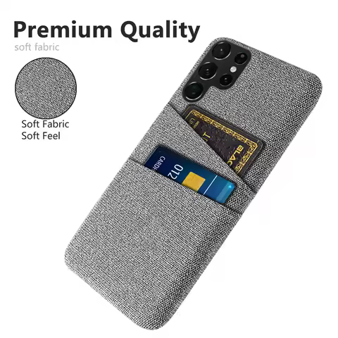 Card Case For Samsung Galaxy S23 Ultra S22 S21 S20 FE Plus Dual Card Fabric Cloth Business Cover For Galaxy S23+ S22 Funda Coque