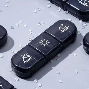 علبة حبوب منع الحمل البلاستيكية المحمولة ، محكمة الغلق ومقاومة للرطوبة ، أسود ، سبعة أيام في الأسبوع أفضل 12 صندوقا للأدوية مبيعا - رقم 2