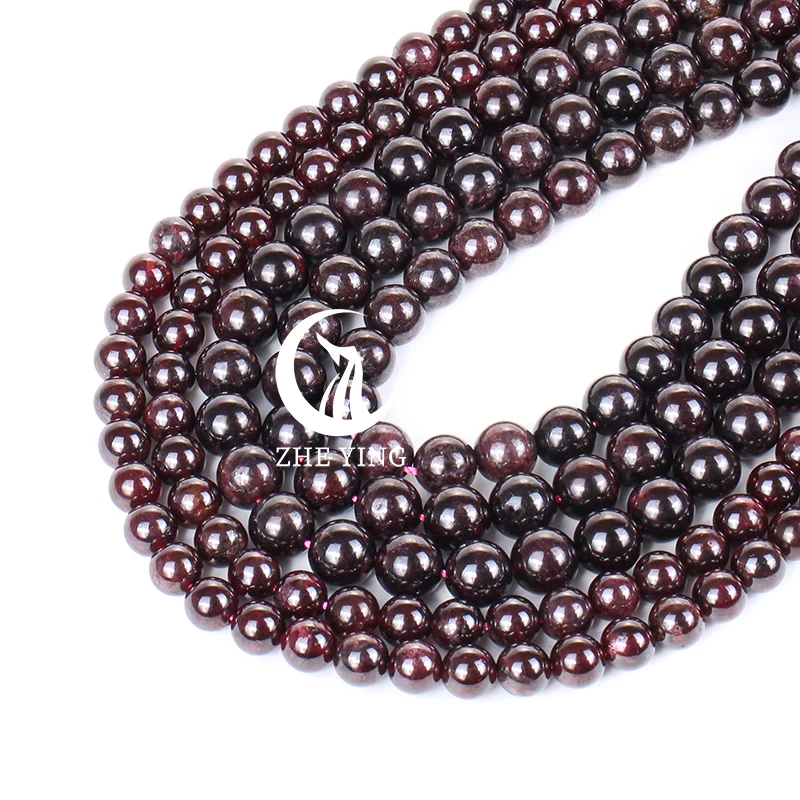 Zhe Ying 8mm Natural Garnet Stone Round Loose Gemstone Beads For Jewelry Making DIY Bracelets Necklace 15\'\' 6/8/10mm