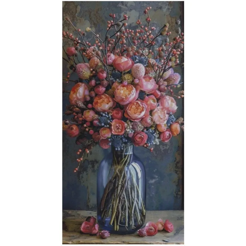 ZZ7456 فروع تتفتح 18CT 14CT 16CT طباعة على قماش عبر الابره لتقوم بها بنفسك مجموعة أدوات التطريز 187 ألوان #3