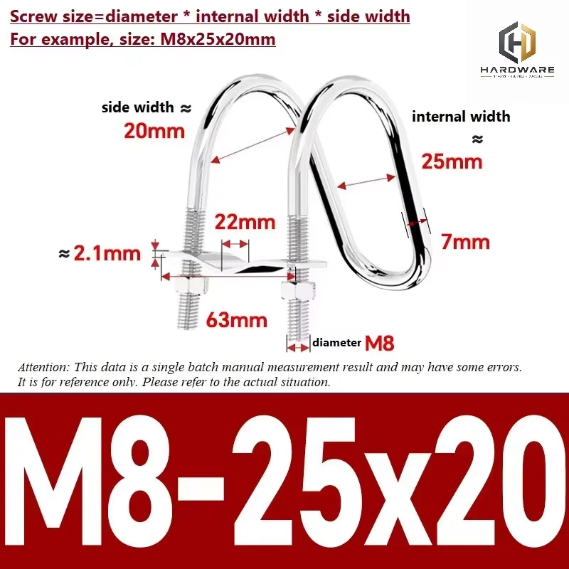 M6 M8 304 Stainless Steel Double U-Shaped Bolt Cross Pipe Clamp Special-Shaped Pipe Clamp/For Aquaculture