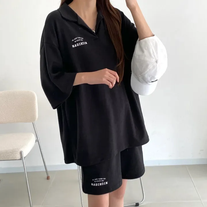2 Piece Shorts Sets Activewear Loose Outfit 2024 Women Suits  Letter Print Tracksuit Set Short Sleeve T-shirt Wide Leg Shorts