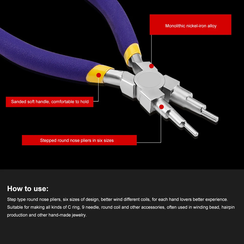 6 in 1 Wire Bending Pliers Guardrail Pliers Wire Ring Forming Pliers for 3-10mm Rings and Jump Rings Jewelry Making Tool