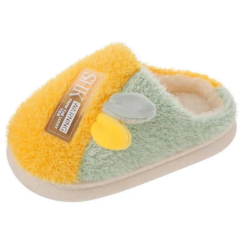 

Autumn and Winter Girls' Parent-child Shoes 2025 Children's Woolen Slippers Indoor Plush Anti Slip Cute Boys' Cotton Slippers