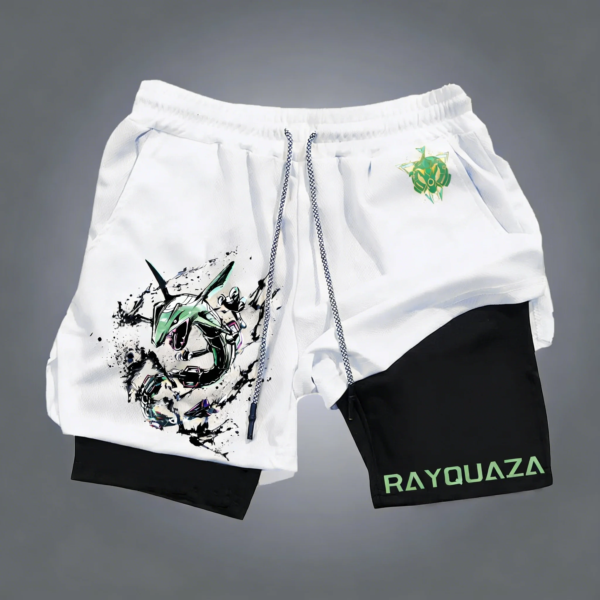 

Pokemon Anime Pikachu Gengar Peripheral Double-layer Shorts Summer Men's Fitness Fashionable Breathable Sports Pants