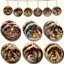 12Pcs/Set Personalised Christmas Bauble Tree Decoration Wood Family Xmas Gift Mini Baubles Jesus Name Ornaments Xmas Gift
