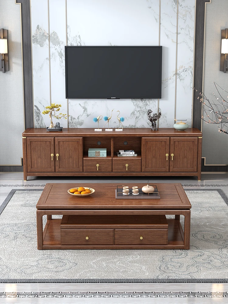 

TV Cabinet Walnut Living Room Coffee Table Combination Storage Bedroom Storage Cabinet Floor Cabinet