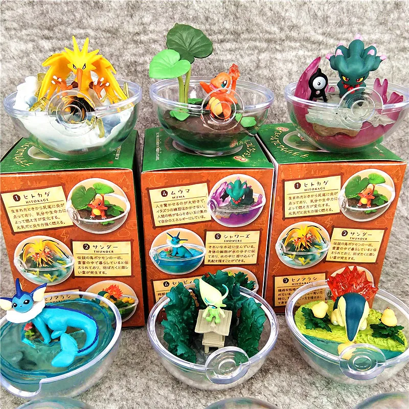 Pokemon Crystal Poke Ball Scene Model Animation Charmander Vaporeon Decorative Ornaments Children's Toys Christmas Gifts