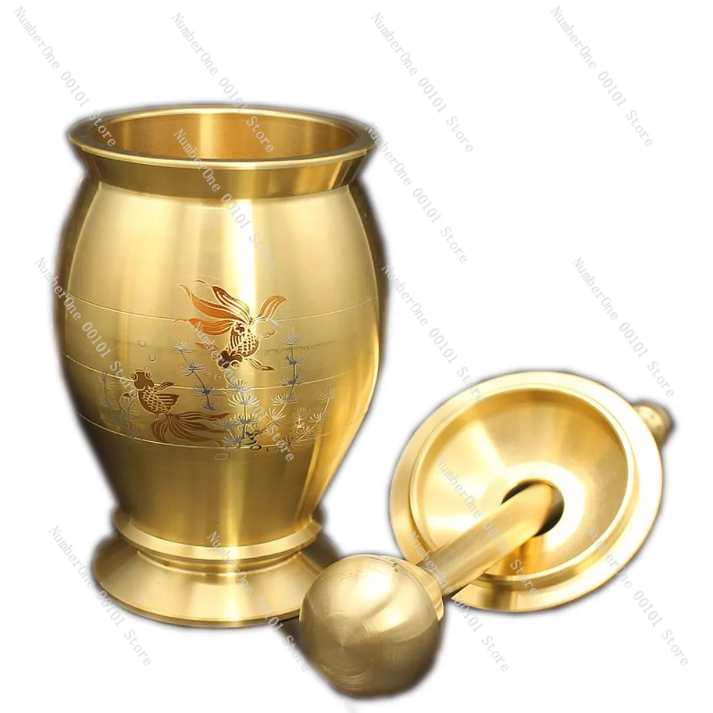 

Pure copper pounding jar, pestle, medicine cup, ring bowl, mortar pot, brass, mashing garlic mash, kitchen grinder