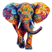 Elephant Wooden Jigsaw Puzzle for Adults & Teens | Unique Animal-Shaped Design | Premium Wood Cut with Gift Box | Family Puzzle