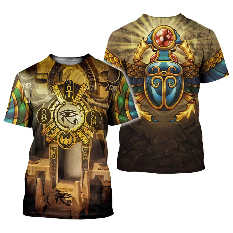 

3D Printed Egyptian T Shirt Men's Retro Egypt Pattern Tees Summer Harajuku Loose T-Shirts Short Sleeves Unisex Round Neck Tops